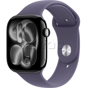Купить Apple Watch Series 11 // 46мм GPS // Черный глянцевый корпус из алюминия, спортивный ремешок цвета "фиолетовый туман"