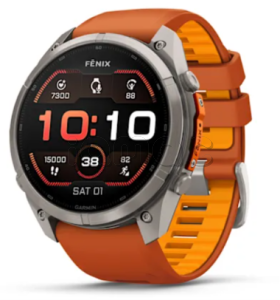Купить Мультиспортивные часы Garmin Fenix 9 Pro (51mm), титановый корпус, оранжевый силиконовый ремешок (Autumn Orange/Spark Orange)