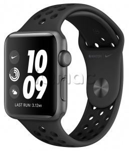 Купить Apple Watch Series 3 Nike+ // 42мм GPS // Корпус из алюминия цвета «серый космос», спортивный ремешок Nike цвета «антрацитовый/чёрный» (MQL42)
