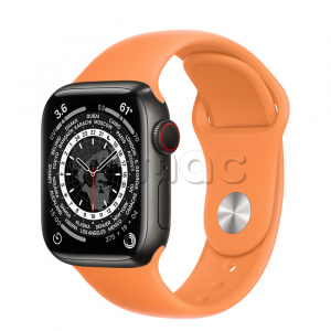 Купить Apple Watch Series 7 // 41мм GPS + Cellular // Корпус из титана цвета «черный космос», спортивный ремешок цвета «весенняя мимоза»
