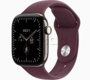 Купить Apple Watch Series 12 // 42мм GPS+Cellular // Корпус из титана натурального цвета, спортивный ремешок бордового цвета