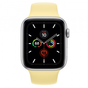 Купить Apple Watch Series 5 // 44мм GPS + Cellular // Корпус из алюминия серебристого цвета, спортивный ремешок цвета «лимонный мусс»