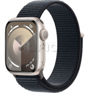 Купить Apple Watch Series 9 // 41мм GPS // Корпус из алюминия цвета "сияющая звезда", спортивный браслет цвета "темная ночь"