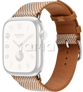 46мм Ремешок Hermès Toile H Single (Simple) Tour цвета Gold/Ecru для Apple Watch