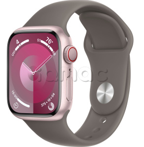 Купить Apple Watch Series 9 // 41мм GPS+Cellular // Корпус из алюминия розового  цвета, спортивный ремешок цвета "глина"