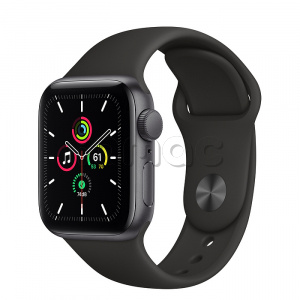 Купить Apple Watch SE // 40мм GPS // Корпус из алюминия цвета «серый космос», спортивный ремешок цвета «Тёмная ночь» (2020)