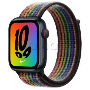 Купить Apple Watch Series 8 // 45мм GPS + Cellular // Корпус из алюминия цвета "темная ночь", спортивный браслет Nike цвета Pride Edition