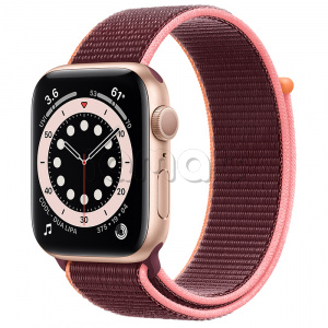 Купить Apple Watch Series 6 // 44мм GPS // Корпус из алюминия золотого цвета, спортивный браслет сливового цвета