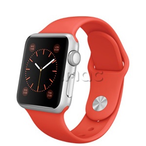 Купить Apple Watch Sport 38 мм, серебристый алюминий, оранжевый спортивный ремешок