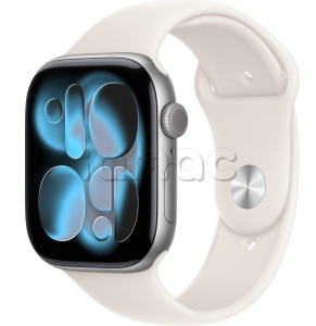 Купить Apple Watch Series 11 // 46мм GPS // Корпус из алюминия цвета "серый космос", спортивный ремешок цвета "сияющая звезда"