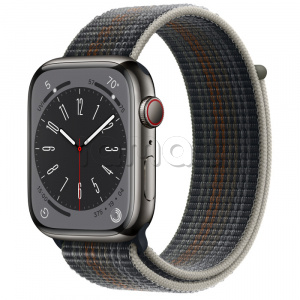 Купить Apple Watch Series 8 // 45мм GPS + Cellular // Корпус из нержавеющей стали графитового цвета, спортивный браслет цвета "темная ночь"