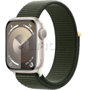Купить Apple Watch Series 9 // 41мм GPS // Корпус из алюминия цвета "сияющая звезда", спортивный браслет цвета "зеленый кипарис"