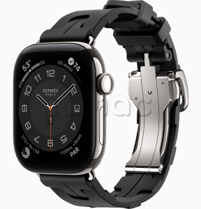 Купить Apple Watch Hermès Series 12 // 46мм GPS+Cellular // Корпус из титана серебристого цвета, ремешок Kilim Single Tour цвета Noir