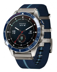 Купить Умные часы Garmin MARQ Captain (Gen 2), титановый корпус, синий нейлоновый ремешок
