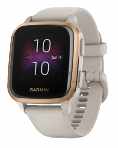 Купить Умные часы Garmin Venu Sq Music Edition (40mm), песочный алюминиевый корпус, силиконовый ремешок цвета "розовое золото"