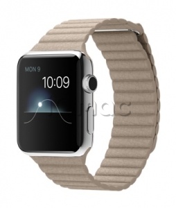 Купить Apple Watch 42 мм, нержавеющая сталь, бежевый кожаный ремешок