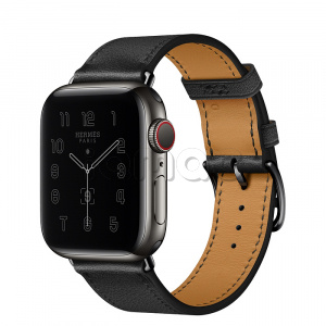 Купить Apple Watch Series 6 Hermès // 40мм GPS + Cellular // Корпус из нержавеющей стали цвета «черный космос», ремешок Simple Tour из кожи Swift цвета Noir