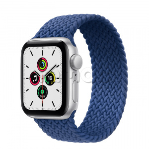 Купить Apple Watch SE // 40мм GPS // Корпус из алюминия серебристого цвета, плетёный монобраслет цвета «Атлантический синий» (2020)