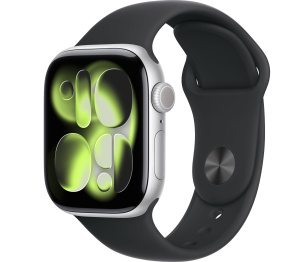 Apple Watch Series 11 // 42мм GPS // Корпус из алюминия серебристого цвета, спортивный ремешок черного цвета