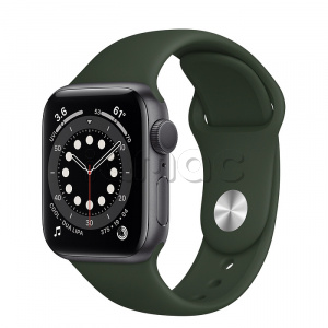 Купить Apple Watch Series 6 // 40мм GPS // Корпус из алюминия цвета «серый космос», спортивный ремешок цвета «Кипрский зелёный»