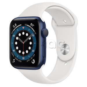 Купить Apple Watch Series 6 // 44мм GPS // Корпус из алюминия синего цвета, спортивный ремешок белого цвета