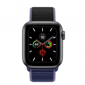 Купить Apple Watch Series 5 // 40мм GPS + Cellular // Корпус из титана цвета «серый космос», спортивный браслет тёмно-синего цвета