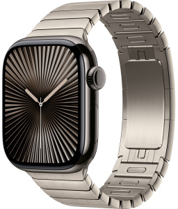 Apple Watch Series 10 // 46мм GPS+Cellular // Корпус из титана сланцевого цвета, блочный браслет натурального цвета