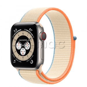 Купить Apple Watch Series 6 // 40мм GPS + Cellular // Корпус из титана, спортивный браслет кремового цвета