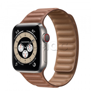 Купить Apple Watch Series 6 // 40мм GPS + Cellular // Корпус из титана, кожаный браслет золотисто-коричневого цвета, размер ремешка S/M