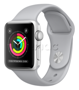 Apple Watch Series 3 // 38мм GPS // Корпус из серебристого алюминия, спортивный ремешок дымчатого цвета (MQKU2)