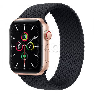 Купить Apple Watch SE // 44мм GPS + Cellular // Корпус из алюминия золотого цвета, плетёный монобраслет угольного цвета (2020)