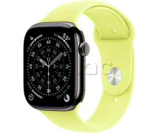 Купить Apple Watch Series 11 // 42мм GPS+Cellular // Корпус из титана сланцевого цвета, спортивный ремешок цвета "неоновый желтый"