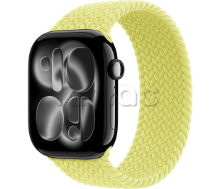 Купить Apple Watch Series 11 // 42мм GPS // Черный глянцевый корпус из алюминия, плетеный монобраслет цвета "неоновый желтый"