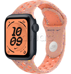 Купить Apple Watch SE 3 // 44мм GPS // Корпус из алюминия цвета "полуночный", спортивный ремешок Nike цвета "альпийский розовый" (2025)