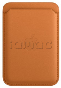 Кожаный чехол-бумажник MagSafe для iPhone 13, цвет «золотистая охра»