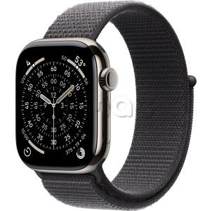 Купить Apple Watch Series 11 // 46мм GPS+Cellular // Корпус из титана натурального цвета, спортивный браслет темно-серого цвета