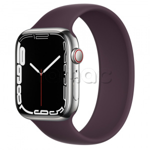 Купить Apple Watch Series 7 // 45мм GPS + Cellular // Корпус из нержавеющей стали серебристого цвета, монобраслет цвета «тёмная вишня»