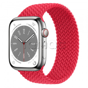 Купить Apple Watch Series 8 // 45мм GPS + Cellular // Корпус из нержавеющей стали серебристого цвета, плетёный монобраслет цвета (PRODUCT)RED