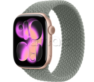 Купить Apple Watch Series 11 // 42мм GPS // Корпус из алюминия цвета "розовое золото", плетеный монобраслет серо-зеленого цвета