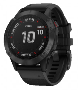 Купить Мультиспортивные часы Garmin Fenix 6 Pro (47mm) черный стальной корпус, черный силиконовый ремешок