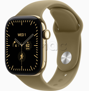 Купить Apple Watch Series 12 // 46мм GPS+Cellular // Корпус из титана золотого цвета, спортивный ремешок оливкового цвета