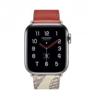 Купить Apple Watch Series 5 Hermès // 40мм GPS + Cellular // Корпус из нержавеющей стали, ремешок Single Tour из кожи Swift цвета Brique/Béton 