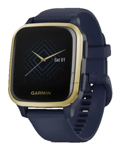 Купить Умные часы Garmin Venu Sq Music Edition (40mm), золотистый алюминиевый корпус, темно-синий силиконовый ремешок