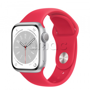 Купить Apple Watch Series 8 // 41мм GPS // Корпус из алюминия серебристого цвета, спортивный ремешок цвета (PRODUCT)RED