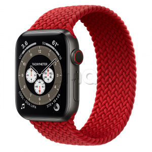 Купить Apple Watch Series 6 // 44мм GPS + Cellular // Корпус из титана цвета «черный космос», плетёный монобраслет цвета PRODUCT(RED)