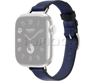 42мм Ремешок Hermès Twill Jump Attelage Single Tour цвета Navy/Noir для Apple Watch