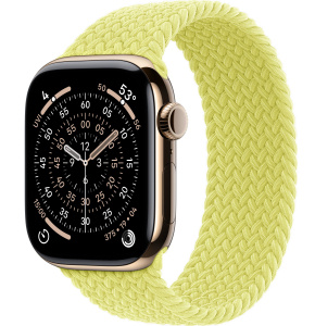 Apple Watch Series 11 // 46мм GPS+Cellular // Корпус из титана золотого цвета, плетеный монобраслет цвета "неоновый желтый"