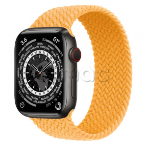 Купить Apple Watch Series 7 // 45мм GPS + Cellular // Корпус из титана цвета «черный космос», плетёный монобраслет цвета «спелый маис»