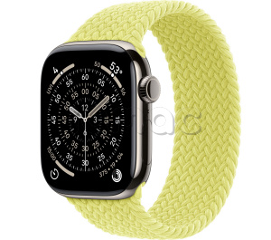 Купить Apple Watch Series 11 // 42мм GPS+Cellular // Корпус из титана нейтрального цвета, плетеный монобраслет цвета "неоновый желтый"