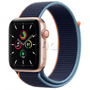 Купить Apple Watch SE // 44мм GPS + Cellular // Корпус из алюминия золотого цвета, cпортивный браслет цвета «Тёмный ультрамарин» (2020)